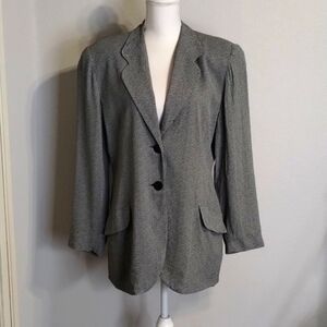 Louben Vintage Long Blazer Jacket Size 12 Black And White